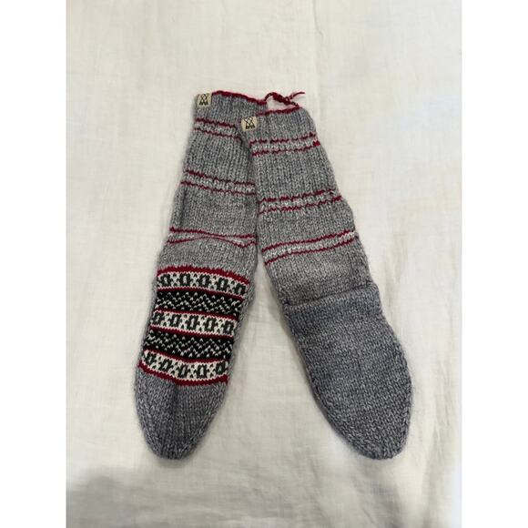Unbranded Accessories - Unisex Knit Socks Heather Gray Stripes & Fair Isle Soft Cozy Warm Handcrafted